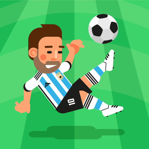 The number 10 player in the Argentina jersey (animated version of Messi) is performing a ball control in World Soccer Champions